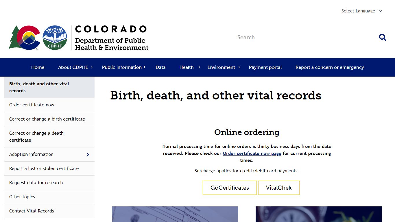 Birth, death, and other vital records | Department of Public Health ...